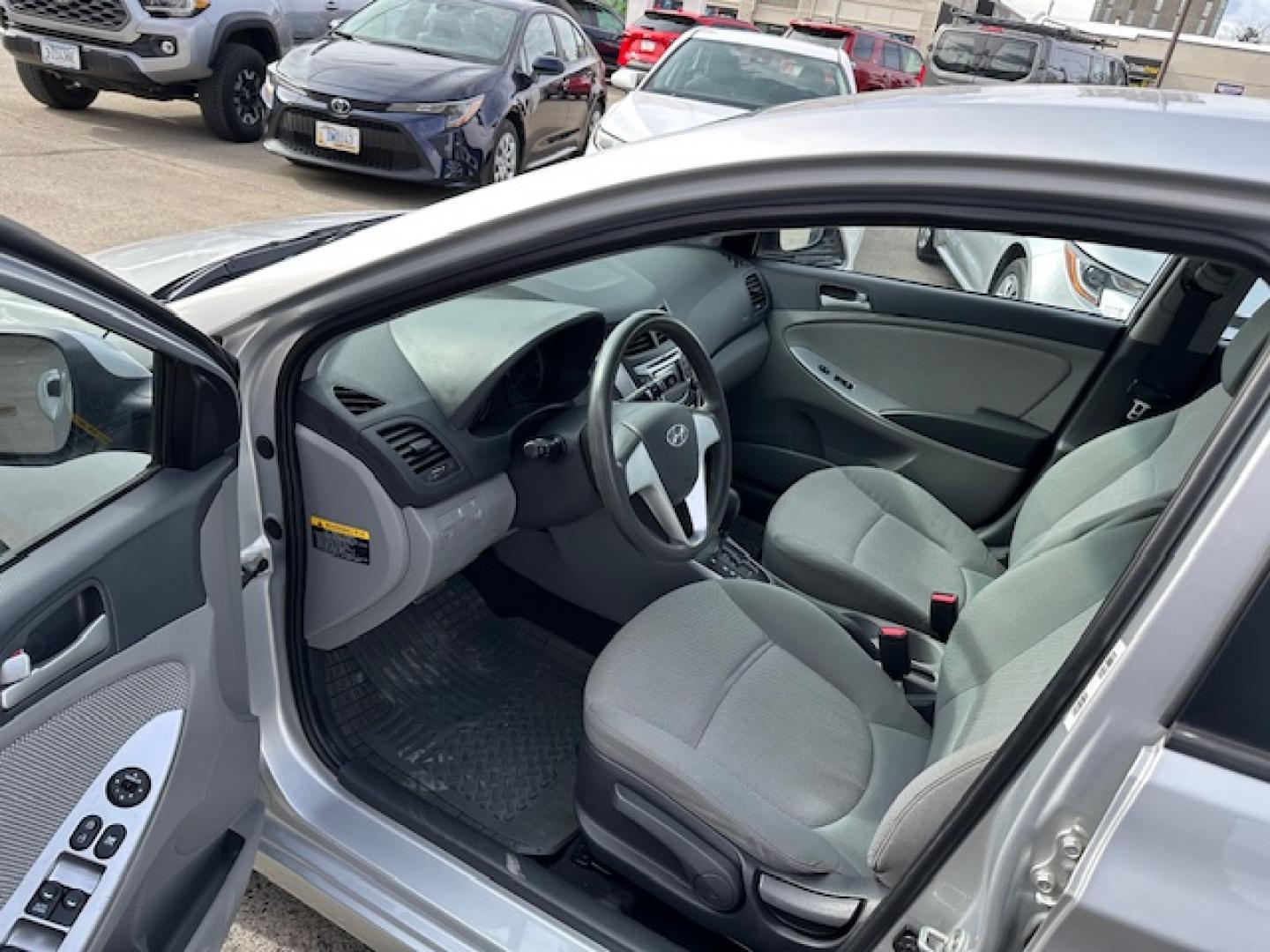 2013 Silver /Gray Hyundai Accent GLS (KMHCT4AE0DU) with an 4 Cylinder Engine engine, Automatic transmission, located at 3200 1st Avenue North, Billings, MT, 59101, (406) 245-9055, 45.779270, -108.510742 - Local Trade-in with Super Low Mileage and Excellent Price! Great Options Including Power Windows, Power Door Locks, Air Conditioning, Automatic Transmission and only 63,488 Miles! CarFax Dealer. Auto Brokers of Montana/AA&A Auto Rental/Fox Car Rental Billings - Photo#9