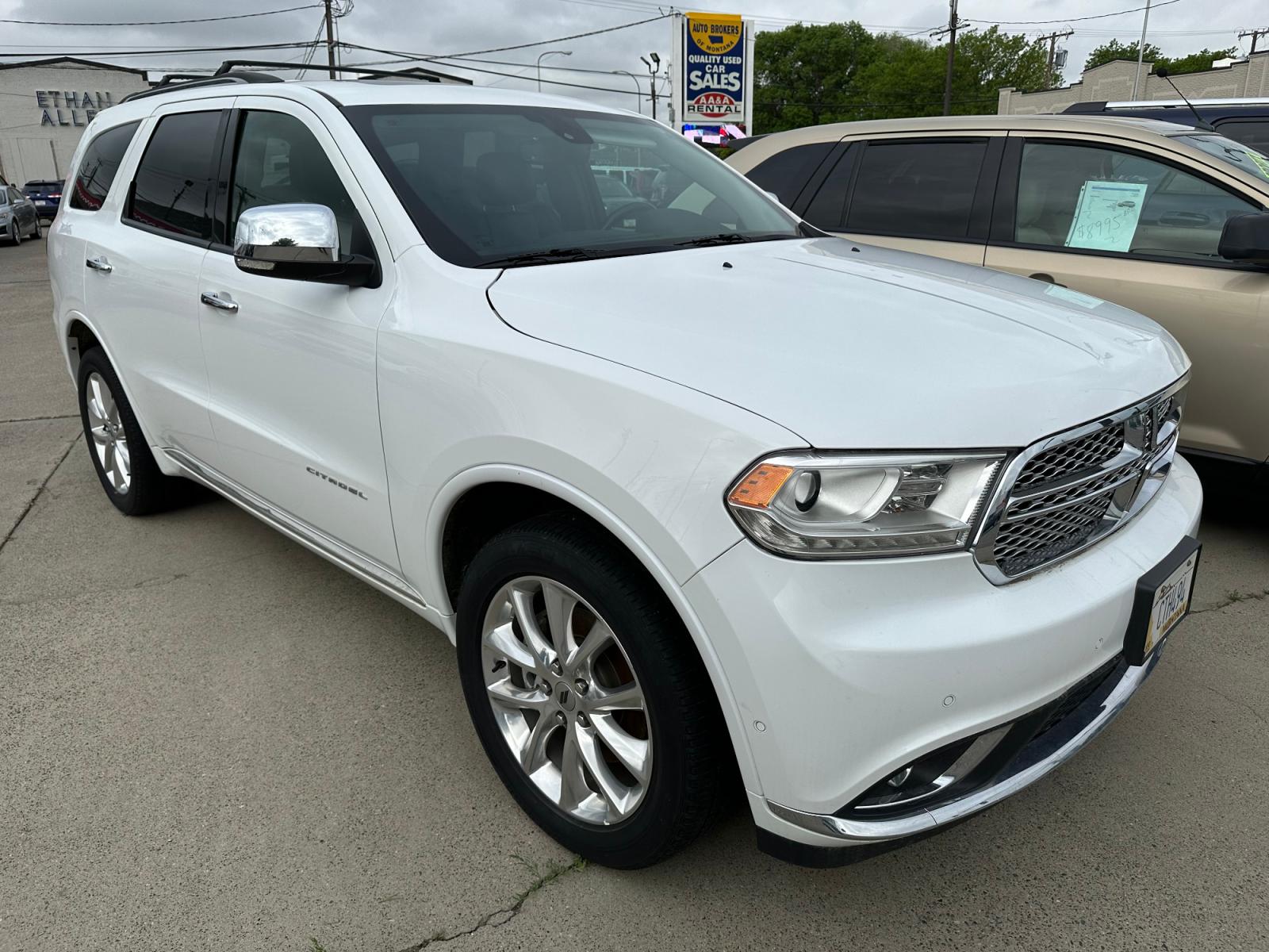 2020 White Dodge Durango Citadel AWD (1C4RDJEG9LC) with an 3.6L V6 DOHC 24V engine, 8A transmission, located at 3200 1st Avenue North, Billings, MT, 59101, (406) 245-9055, 45.779270, -108.510742 - Luxury Premium SUV Available for Rent. Leather Quad Seating, Power Moonroof, Power Heated & Cooled Seats, Heated Steering Wheel, Tow Package, Running Boards and All the Whistles and Bells. Auto Brokers of Montana/AA&A Auto Rental/Fox Car Rental Billings - Photo #0