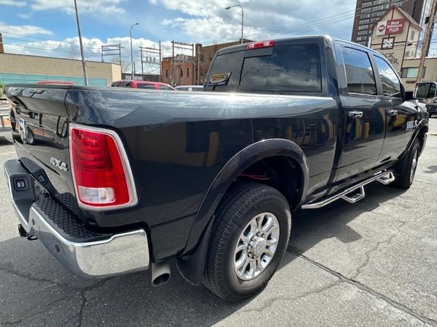 2015 Metallic /Charcoal leather RAM 3500 Laramie Crew Cab SWB 4WD (3C63R3EL6FG) with an 6.7L L6 OHV 24V TURBO DIESEL engine, 6-Speed Automatic transmission, located at 3200 1st Avenue North, Billings, MT, 59101, (406) 245-9055, 45.779270, -108.510742 - Super Nice and Rare, 1 Owner 3500 Crew Cab 4X4 Truck with All the Whistles and Bells! Cummins Diesel, Laramie Package, Power Moon Roof, Dual Power Seats, Bed Liner, Tow Package, Full Leather Interior, Automatic Transmission, Power Windows, Power Door Locks, Full Floor Mats, Dual Air Suspension for - Photo#6