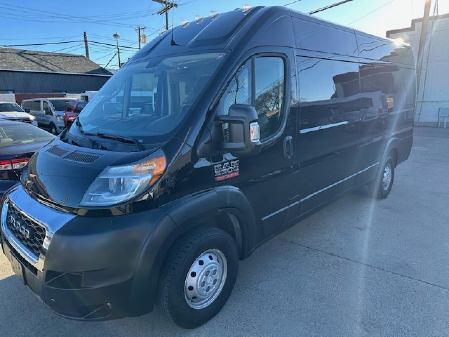 2019 Black /Gray RAM Promaster 3500 High Roof Tradesman 159-in. WB Ext (3C6URVJG9KE) with an 3.6L V6 engine, 6A transmission, located at 3200 1st Avenue North, Billings, MT, 59101, (406) 245-9055, 45.779270, -108.510742 - Very Hard to Find! 1 Ton, Hi-Roof, Front Wheel Drive, Extended Wheel Base Cargo Van with Bulk Head, Power Windows, Power Door Locks, Air Conditioning, Tow Package, Bins and Shelving and Much More! Only 59,300 Miles. CarFax Dealer Auto Brokers of Montana/AA&A Auto Rental/Fox Car Rental Billings - Photo#0