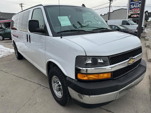 2019 White /Beige Cloth Chevrolet Express LT 3500 Extended (1GAZGPFPXK1) with an 4.3L V6 engine, 6A transmission, located at 3200 1st Avenue North, Billings, MT, 59101, (406) 245-9055, 45.779270, -108.510742 - Super Low Mileage Extended 12 Passenger Van! Power Window, Power Door locks, Tilt Steering Column, Cruise Control, 12 Passenger Seating with Storage Space behind the Rear Seat, Privacy Glass, Rear Heating and Air Conditioning and Much More. CarFax Dealer Auto Brokers of Montana/AA&A Auto Rental/F - Photo#2