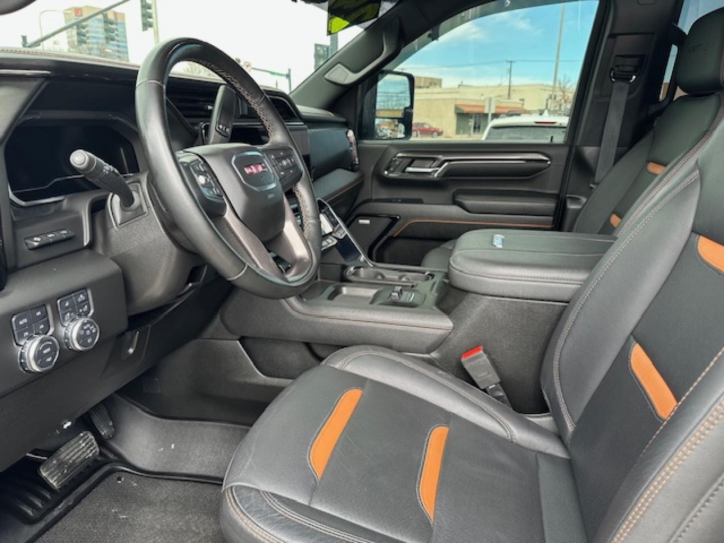 2024 Titanium Rush Metallic /Tu-Tone Leather GMC Sierra 2500HD AT4 Crew Cab 4WD (1GT49PEY3RF) with an 6.6L V8 OHV 16V TURBO DIESEL engine, 6A transmission, located at 3200 1st Avenue North, Billings, MT, 59101, (406) 245-9055, 45.779270, -108.510742 - A Gorgeous Truck with All the Options Including a Lift for Extra Clearance! Full LEather Interior with the Kalahari Accents, 6.6 DuraMax Diesel Power, Allison 10 Speed Automatic Transmission, Power Running Boards, Power Windows, Power Door Locks, Power Moon-Roof, Soft Tonneau Cover, Tow Package, Pa - Photo#16