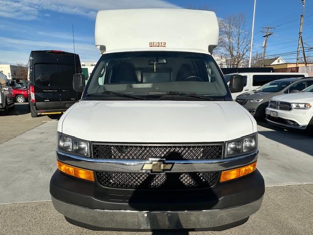 2021 White /Gray Chevrolet Express G3500 139" (1GB0GRFPXM1) , 6A transmission, located at 3200 1st Avenue North, Billings, MT, 59101, (406) 245-9055, 45.779270, -108.510742 - Off Lease Cutaway Cube Van for a Great Price! Power Windows, Power Door Locks, Heiser Hi-Cube Box with Sliding Pass Door into the Cab. CarFax Dealer. Auto Brokers of Montana/AA&A Auto Rental/Fox Car Rental Billings - Photo#1