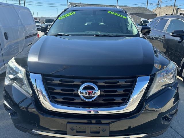 2018 Black /Charcoal Leather Nissan Pathfinder Platinum (5N1DR2MN4JC) with an 3.5L V6 DOHC 24V engine, CVT transmission, located at 3200 1st Avenue North, Billings, MT, 59101, (406) 245-9055, 45.779270, -108.510742 - Great Value and 3rd Row Seating! Power Windows, Power Door Locks, Tilt Steering Column, Leather Seats, Power Seats, power Moonroof, Alloy Wheels, Tow Package, Air Conditioning, Privacy Glass and Much More! CarFax Dealer Auto Brokers of Montana/AA&A Auto Rental/Fox Car Rental Billings- Photo#1